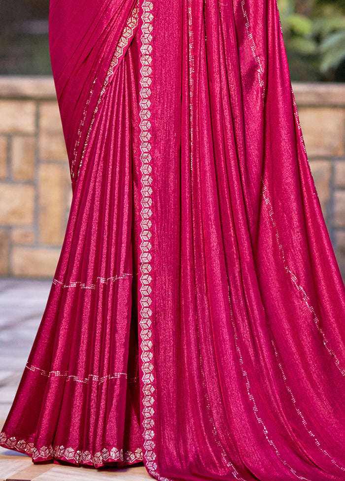 Magenta Chiffon Silk Saree With Blouse Piece