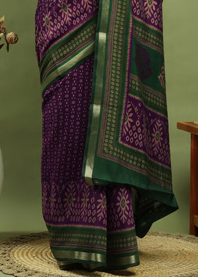 Purple Dupion Silk Saree With Blouse Piece