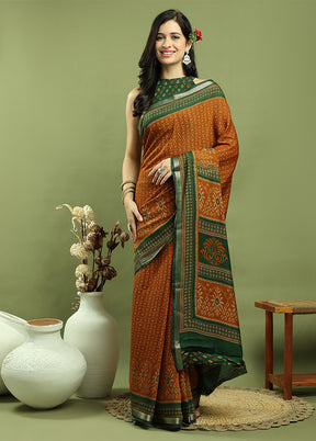 Mustard Dupion Silk Saree With Blouse Piece