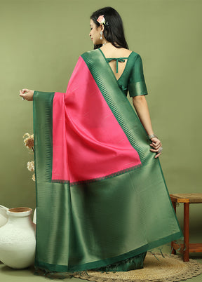 Pink Dupion Silk Saree With Blouse Piece