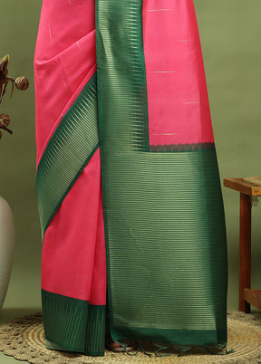 Pink Dupion Silk Saree With Blouse Piece