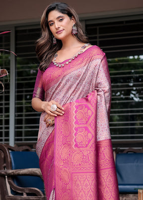 Mauve Banarasi Silk Saree With Blouse Piece