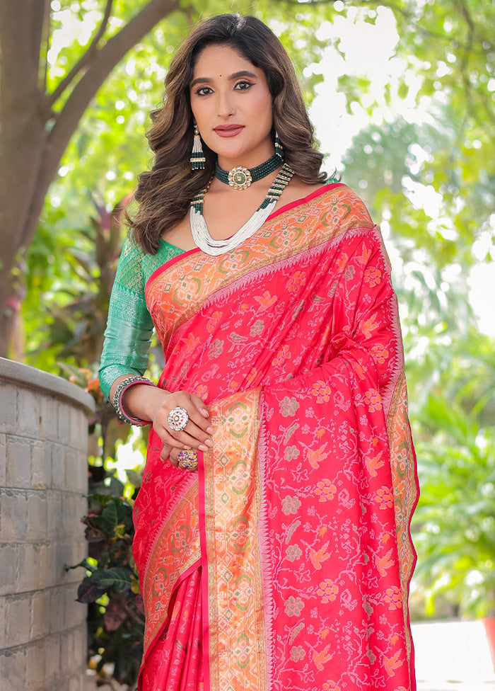 Red Spun Silk Saree With Blouse Piece