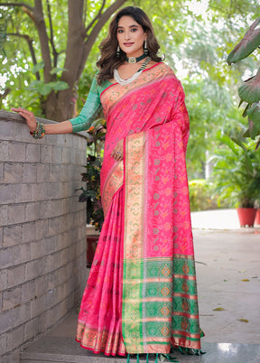 Pink Spun Silk Saree With Blouse Piece