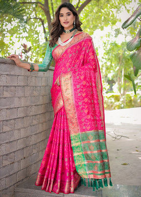 Rani Spun Silk Saree With Blouse Piece