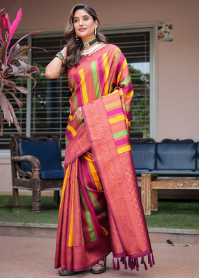 Maroon Kanjivaram Silk Saree With Blouse Piece