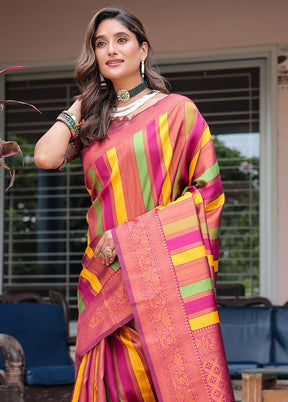 Maroon Kanjivaram Silk Saree With Blouse Piece