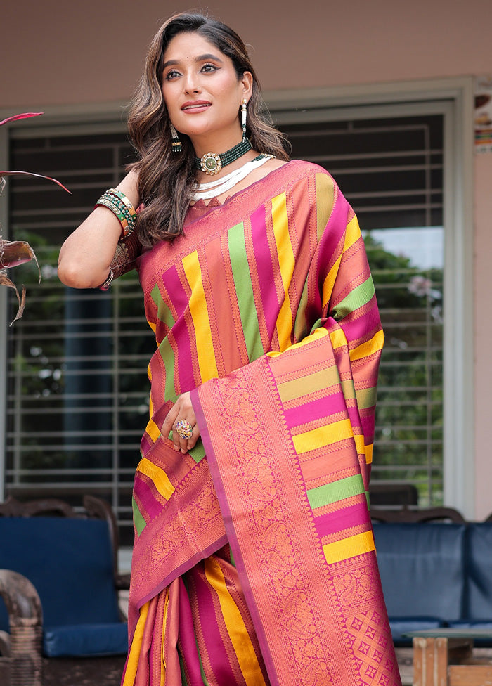 Maroon Kanjivaram Silk Saree With Blouse Piece