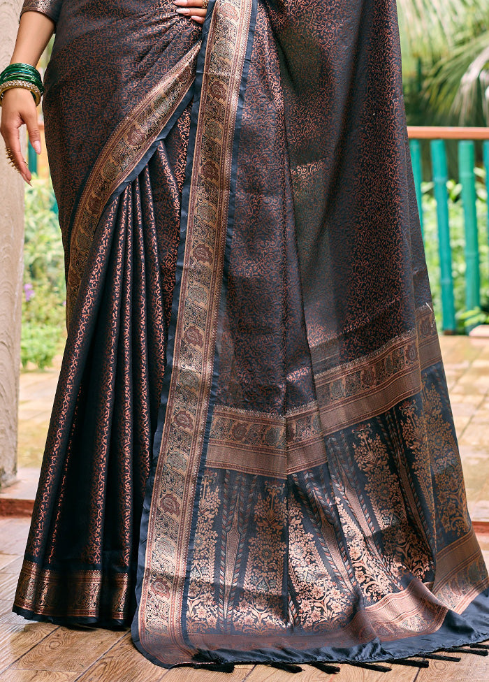 Black Kanjivaram Silk Saree With Blouse Piece