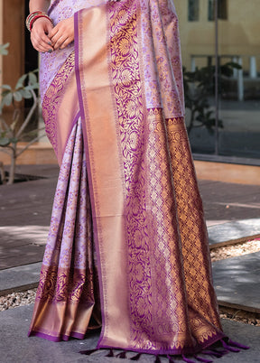 Purple Spun Silk Saree With Blouse Piece