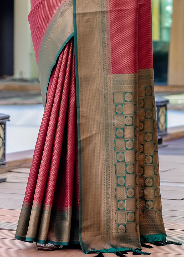 Maroon Kanjivaram Silk Saree With Blouse Piece