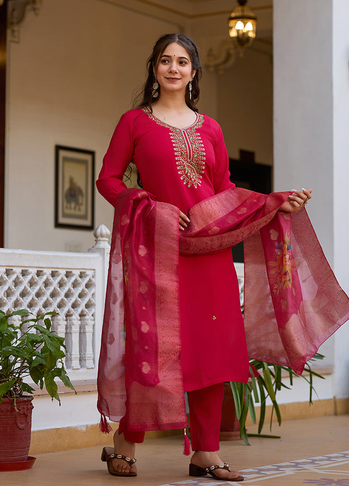 3 Pc Multicolor Silk Suit Set