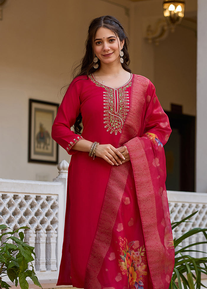 3 Pc Multicolor Silk Suit Set