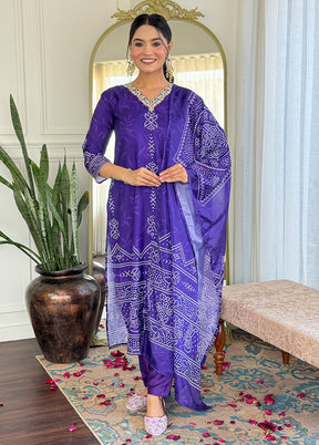 3 Pc Blue Silk Suit Set