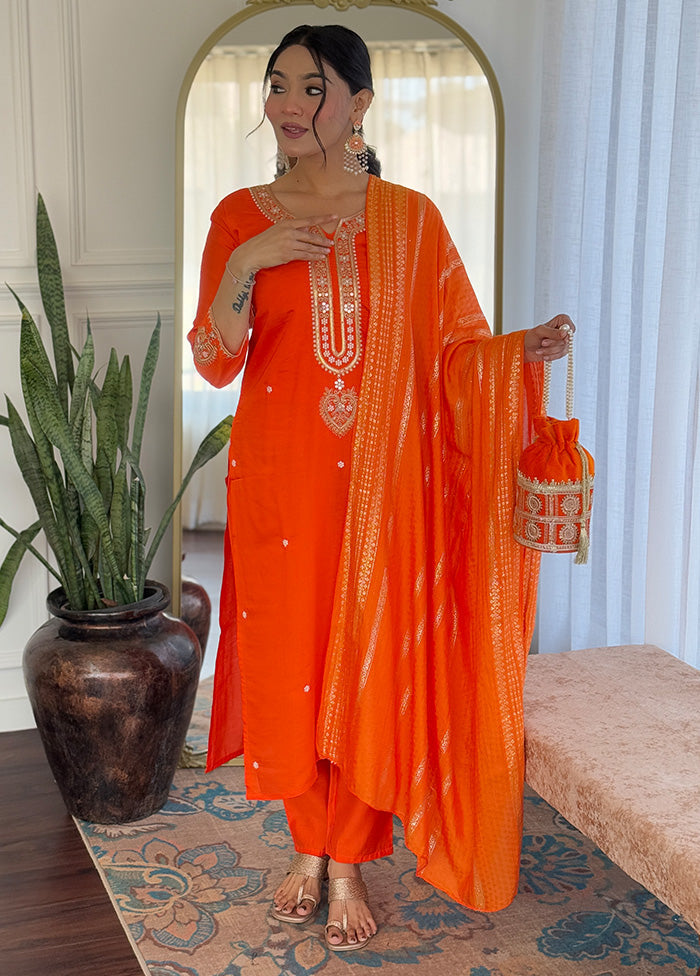 3 Pc Multicolor Silk Suit Set