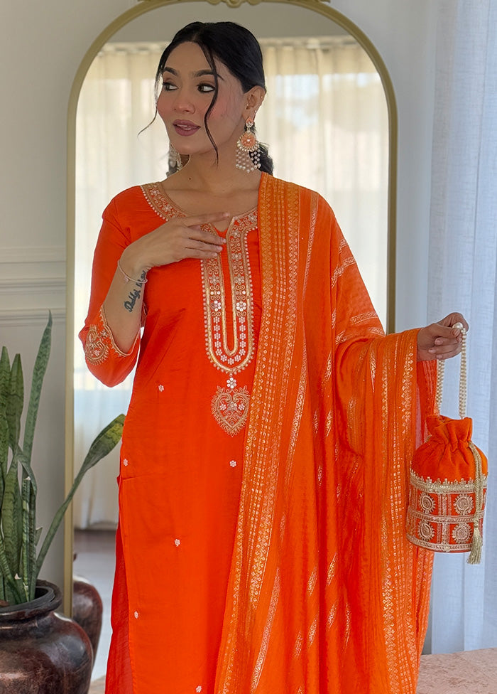 3 Pc Multicolor Silk Suit Set