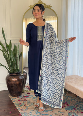 3 Pc Blue Silk Suit Set