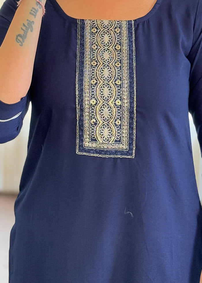 3 Pc Blue Silk Suit Set