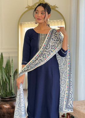 3 Pc Blue Silk Suit Set