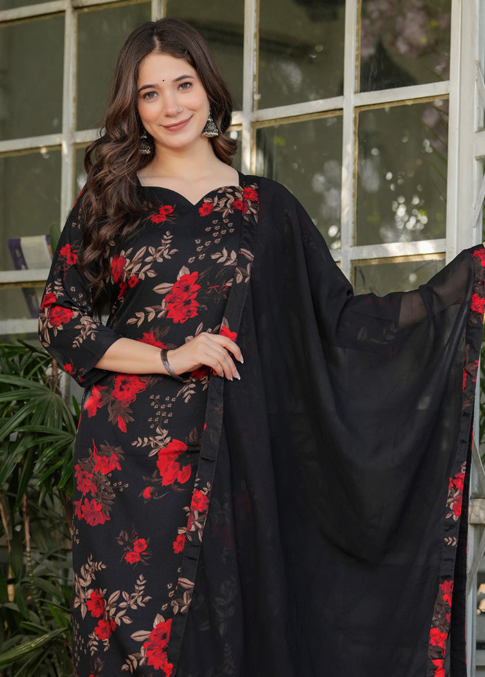 3 Pc Black Silk Suit Set