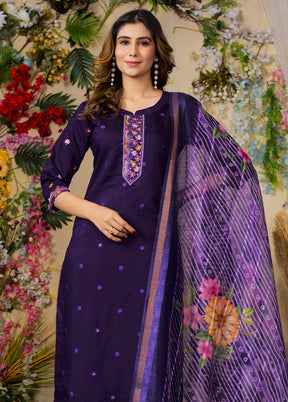 3 Pc Purple Silk Suit Set