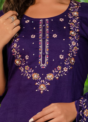 3 Pc Purple Silk Suit Set