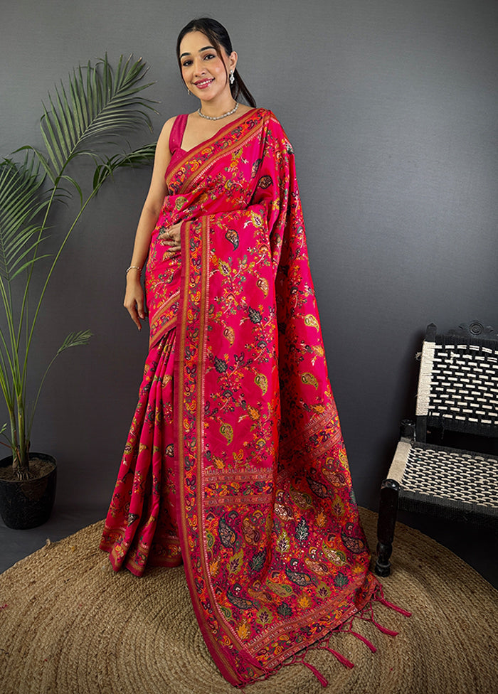 Multicolor Spun Silk Saree With Blouse Piece