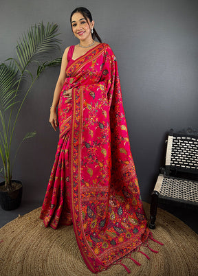 Multicolor Spun Silk Saree With Blouse Piece