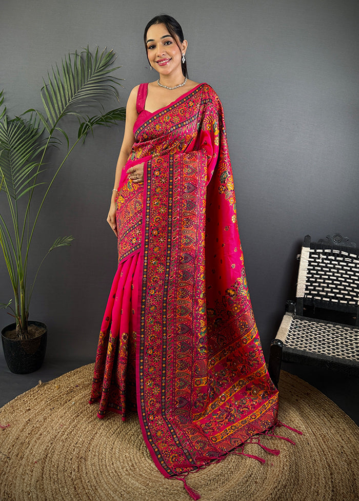 Multicolor Spun Silk Saree With Blouse Piece