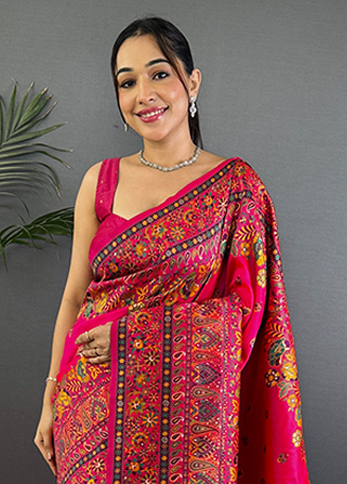 Multicolor Spun Silk Saree With Blouse Piece