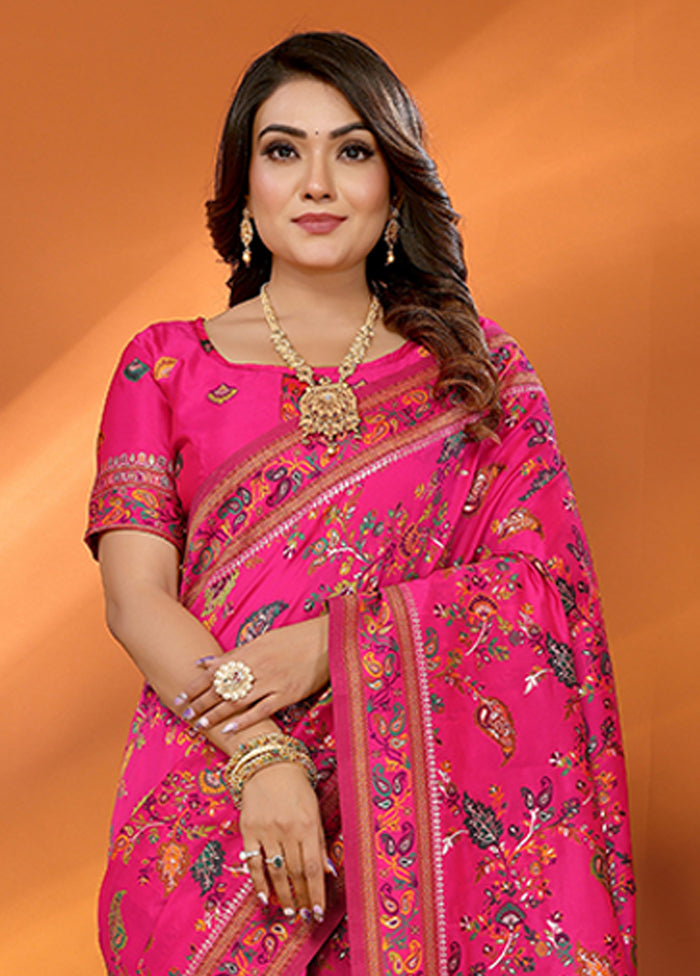 Pink Spun Silk Saree With Blouse Piece