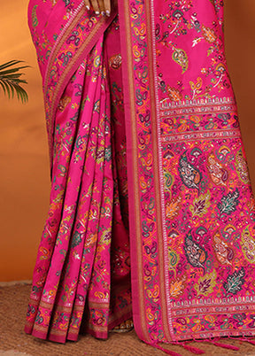 Pink Spun Silk Saree With Blouse Piece