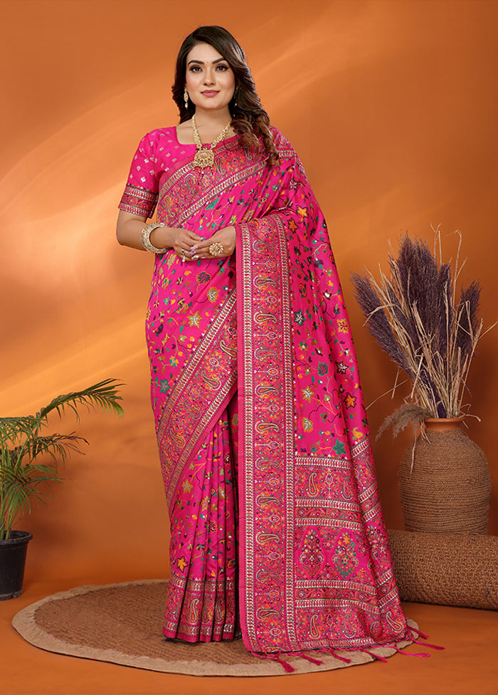 Pink Spun Silk Saree With Blouse Piece