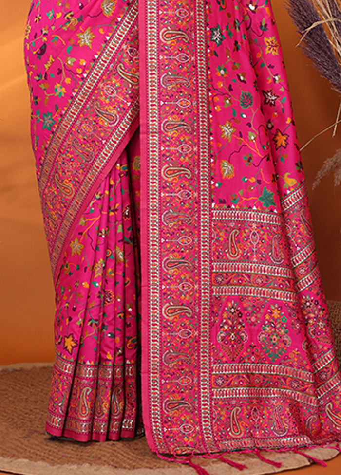 Pink Spun Silk Saree With Blouse Piece
