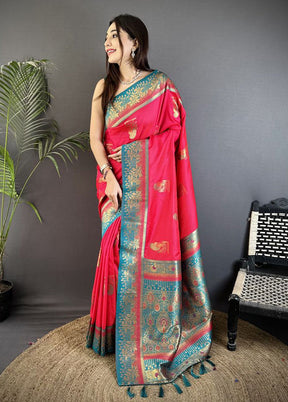 Pink Spun Silk Saree With Blouse Piece