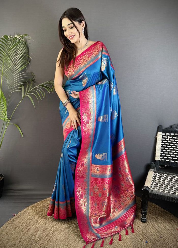 Multicolor Spun Silk Saree With Blouse Piece