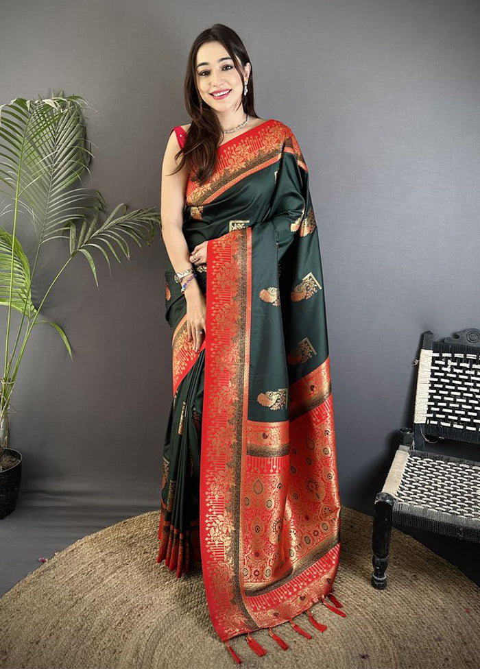 Black Spun Silk Saree With Blouse Piece