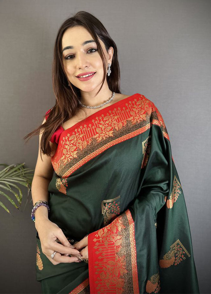 Black Spun Silk Saree With Blouse Piece