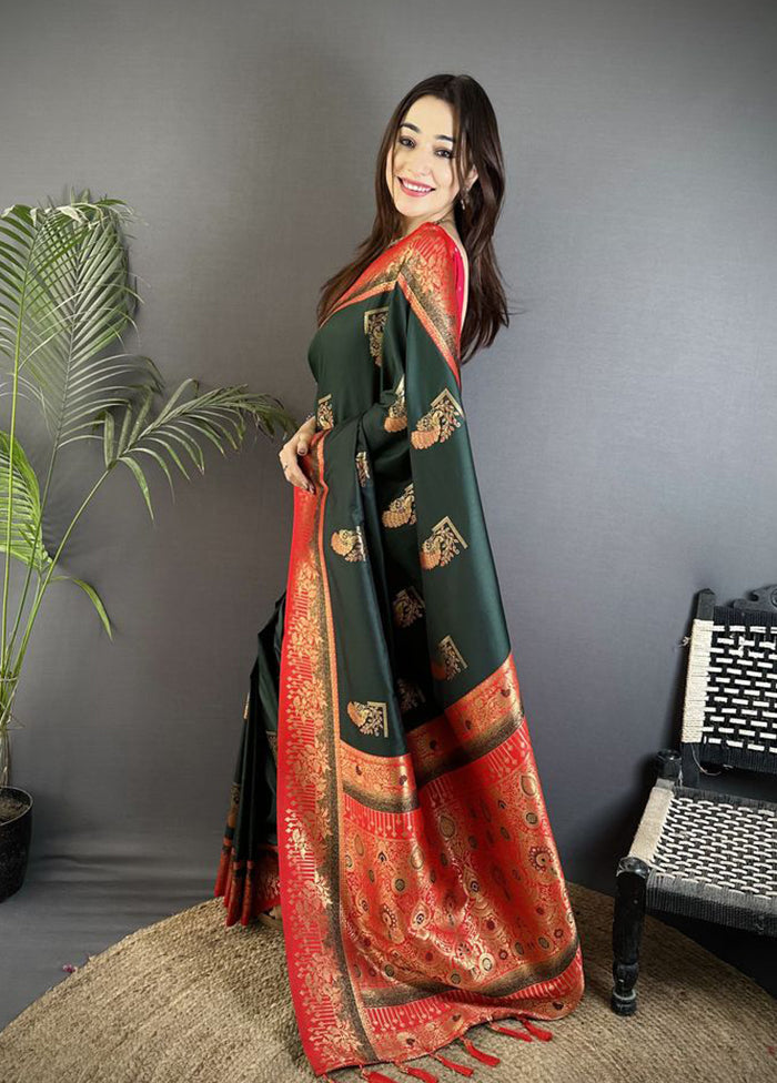 Black Spun Silk Saree With Blouse Piece
