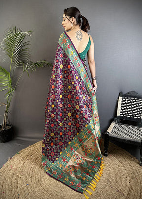 Wine Spun Silk Saree With Blouse Piece