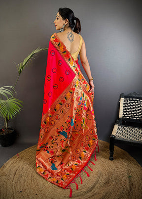 Pink Spun Silk Saree With Blouse Piece