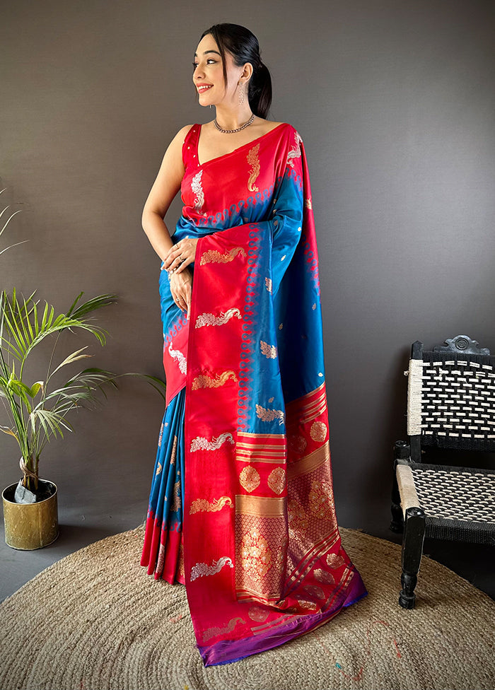 Multicolor Spun Silk Saree With Blouse Piece