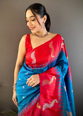 Multicolor Spun Silk Saree With Blouse Piece