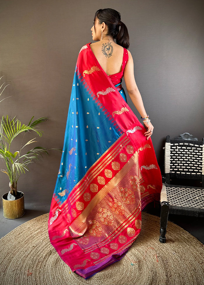Multicolor Spun Silk Saree With Blouse Piece