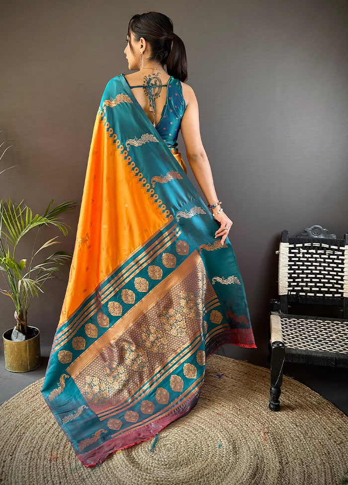 Yellow Spun Silk Saree With Blouse Piece