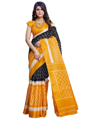 Mustard Dupion Silk Saree With Blouse Piece