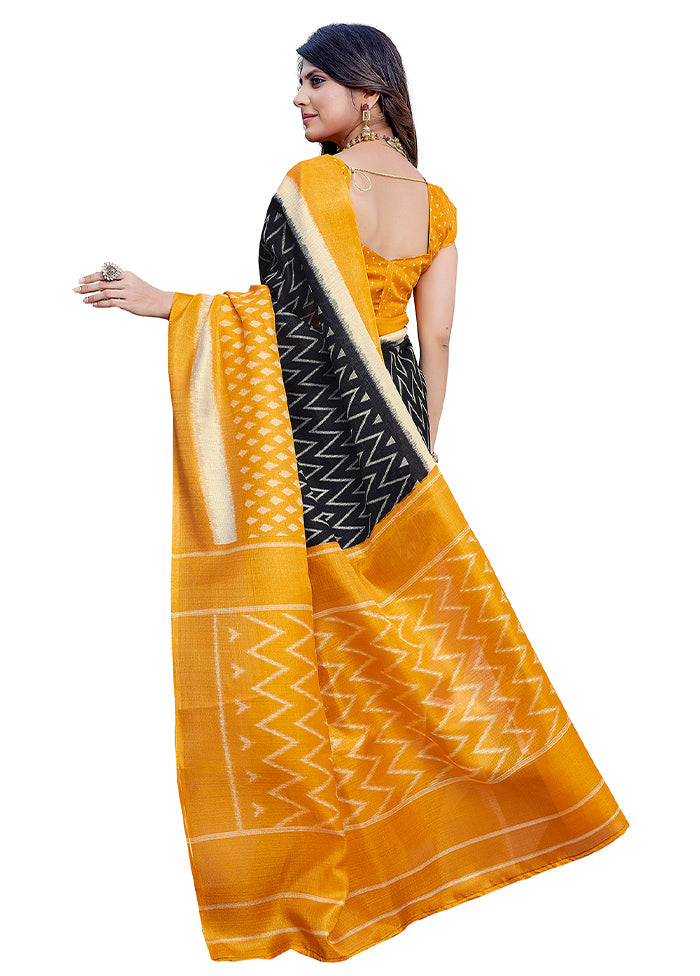 Mustard Dupion Silk Saree With Blouse Piece