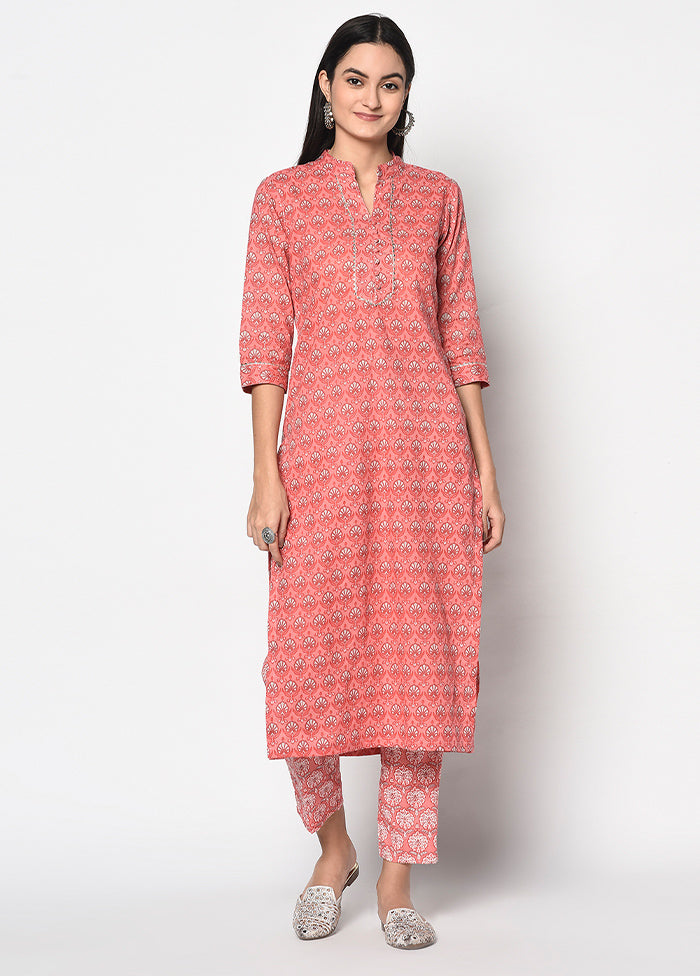 2 Pc Pink Pure Readymade Cotton Kurti Set