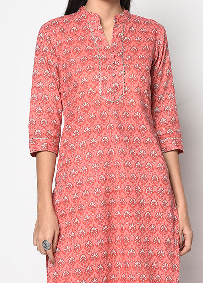 2 Pc Pink Pure Readymade Cotton Kurti Set