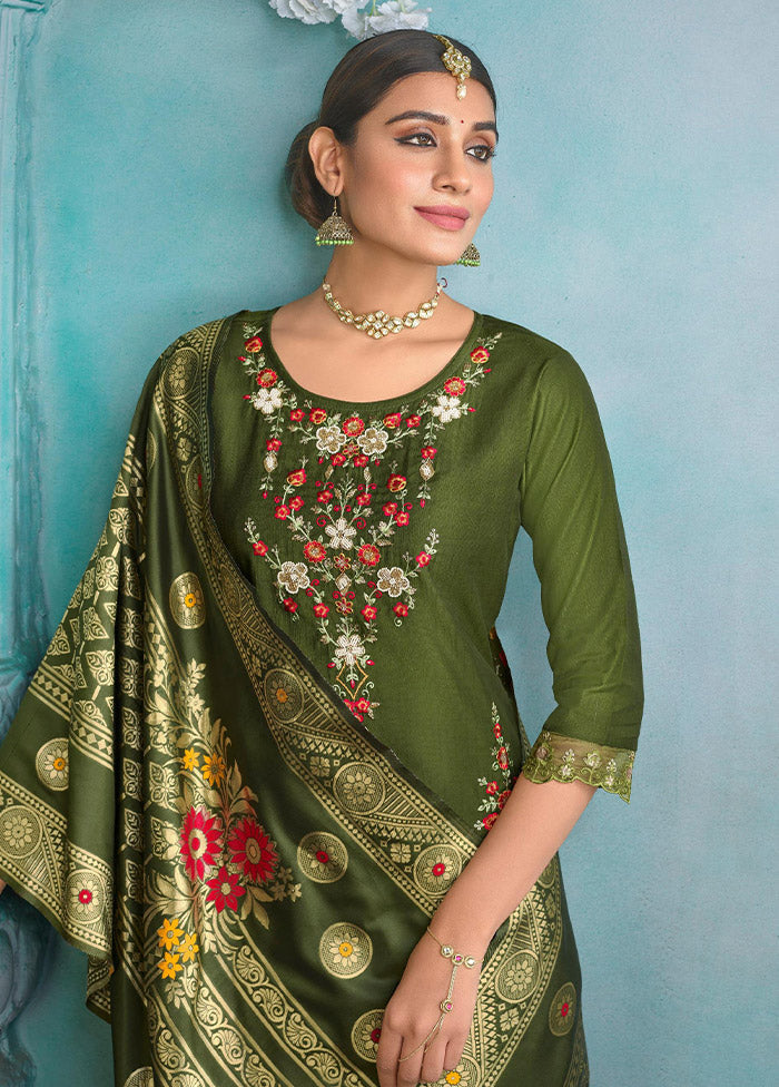 3 Pc Multicolor Readymade Viscose Suit Set - Indian Silk House Agencies